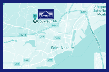 plan Google map Couvreur 44 dépannage et réparation de toiture, zinguerie, fenetre de toit sur Saint Nazaire , Guérande, Le pouliguen , Trignac